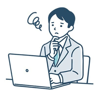 悩んでいる男性のイラスト